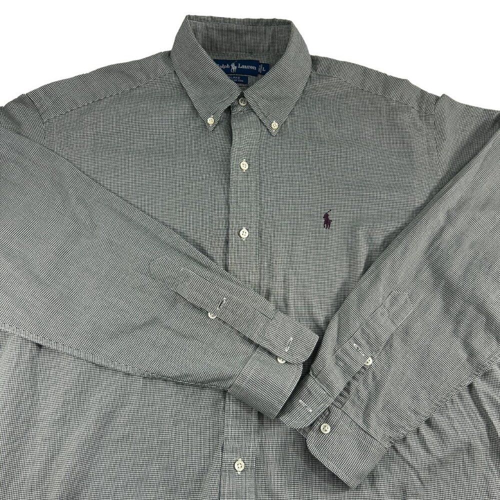 Ralph Lauren Blake Button Down Shirt Size Large Cotton Brown Pony Houndstooth